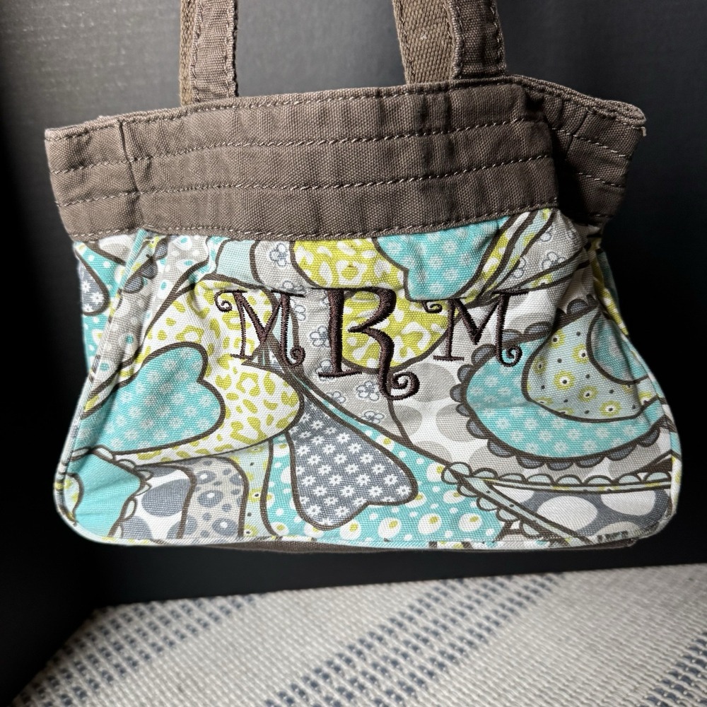 Thirty-One Peacock Paisley Blue Brown Tan Bag Purse Small Flat Bottom Tote